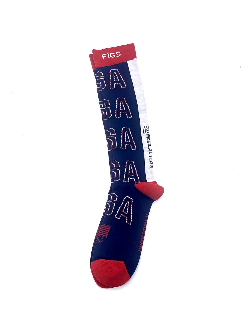 1 Pair FIGS Compression 'USA' Blue & Red Socks Size L